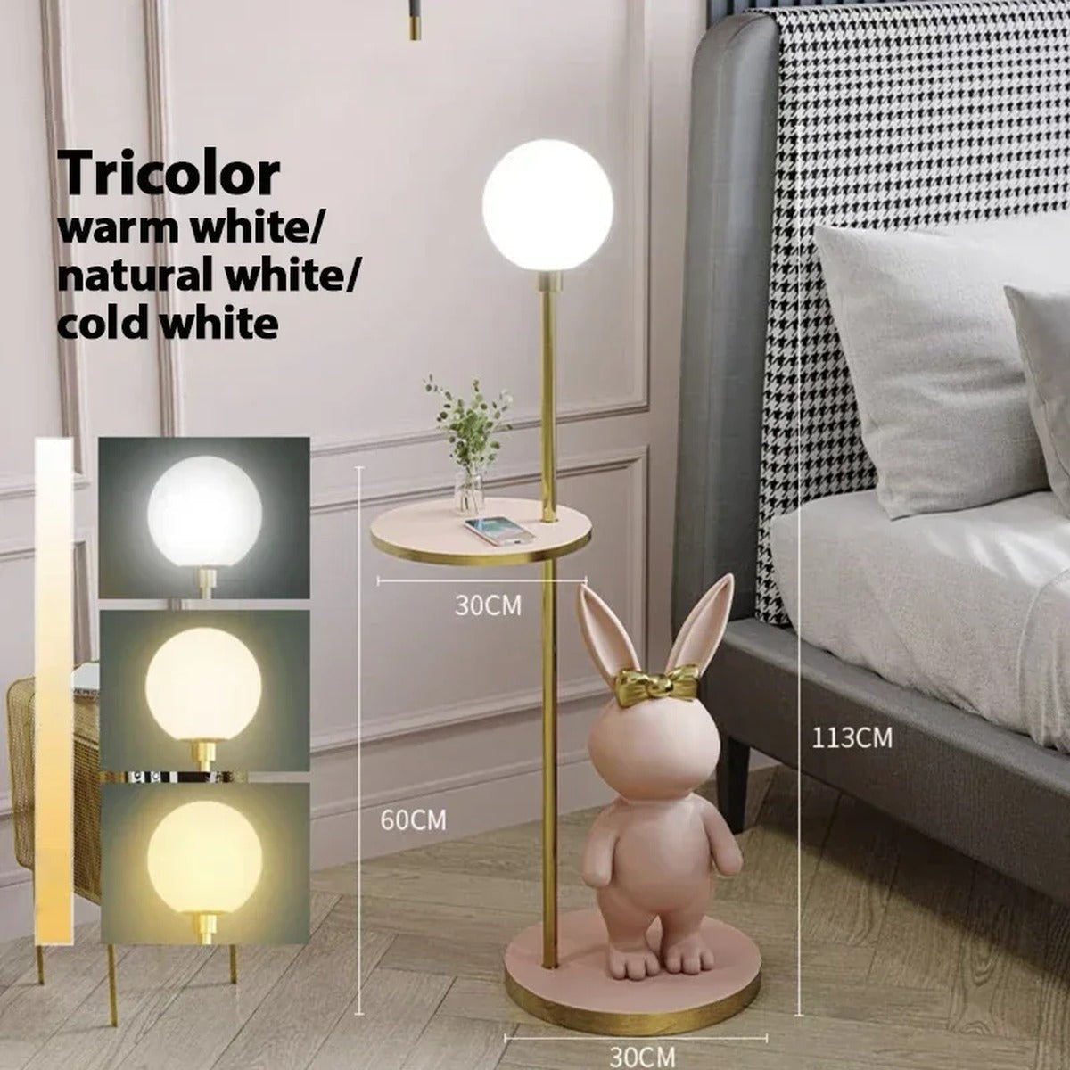 Modern Table Lamp Velvix — Pink With Table