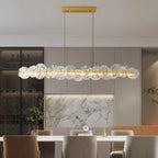 Florenza chandelier — close-up of frosted crystal petals with gold connectors