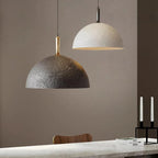 Oversized Textured Stone-Finish Dome Pendant Light – Warven – Lifestyle View 3