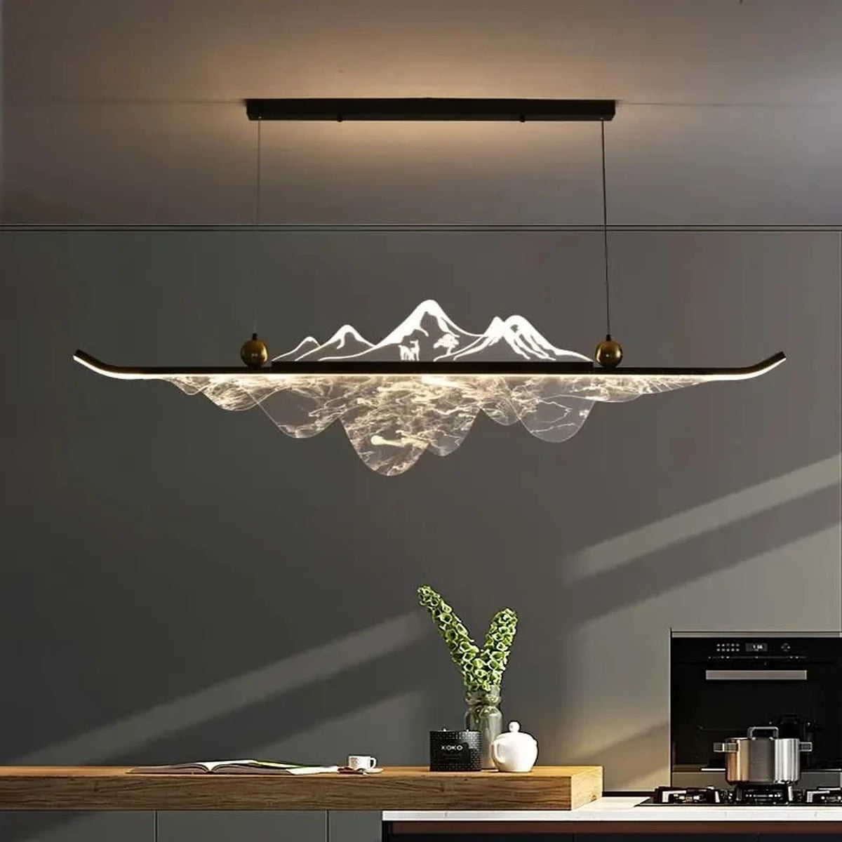 Mountain Landscape LED Linear Pendant – Ievorn – Lifestyle View 2