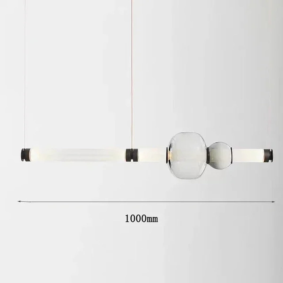 Glass Orb Linear Pendant Light Prismova — Style A — Black, 100cm