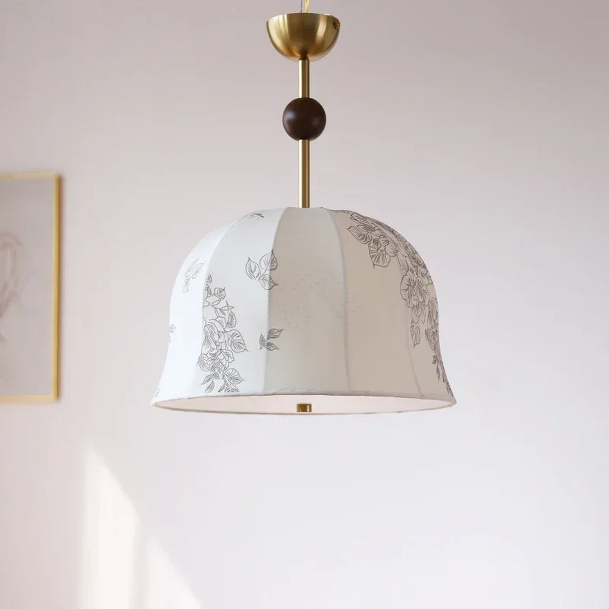 Botanical Print Petal Dome Pendant Light – Mellura – Hero Shot