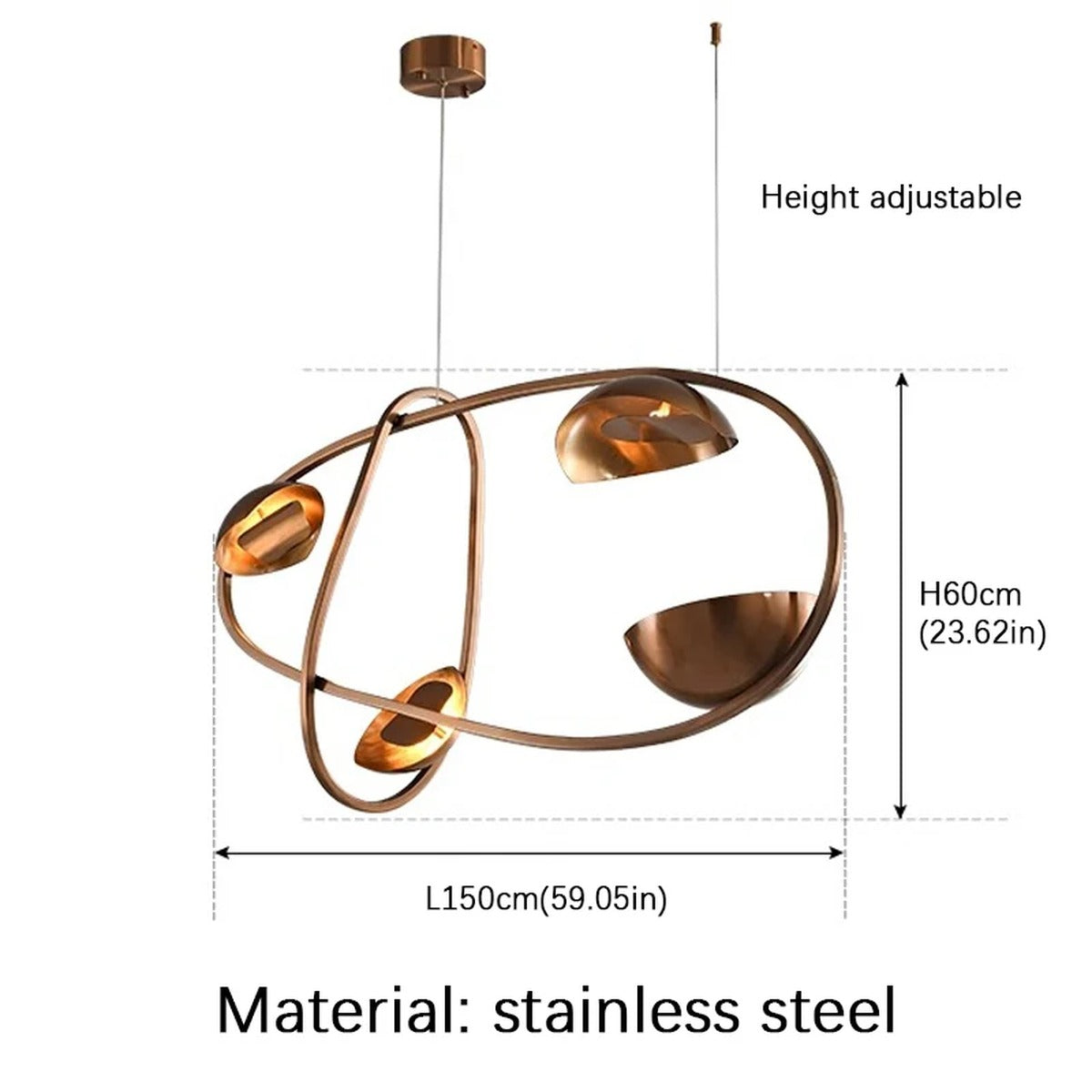 Rose Gold Orbital Ring Sculptural Chandelier – Varlix – Product Detail 13