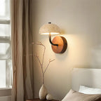 Travertine Dome Wood Backplate Wall Sconce – Warlix – Hero Shot