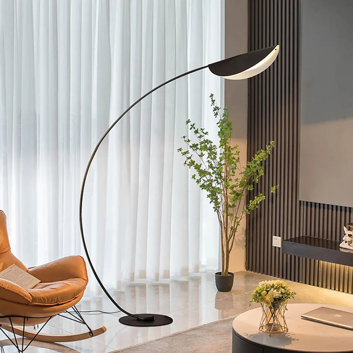 Sculptural Arc LED Floor Lamp – Florentix – Hero Shot
