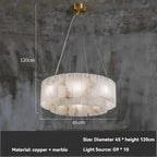 Hand-Cut Marble Panel Brass Ring Chandelier – Vestrax