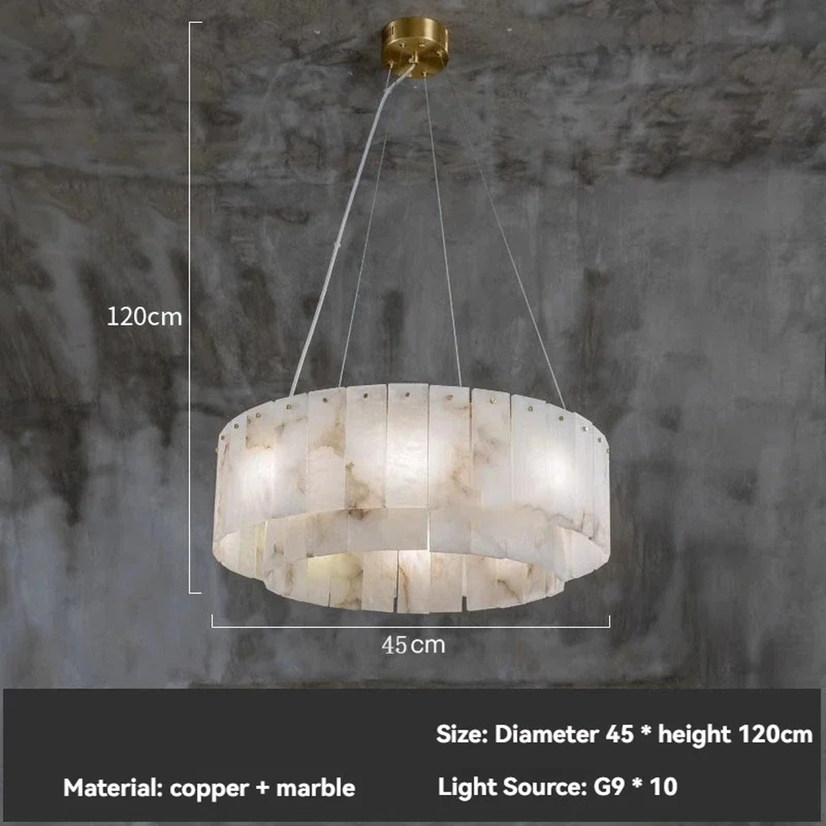 Hand-Cut Marble Panel Brass Ring Chandelier – Vestrax