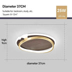 Wood Disc LED Halo Flush Ceiling Light – Fevoria – Gold Finish Ø37cm Dimensions