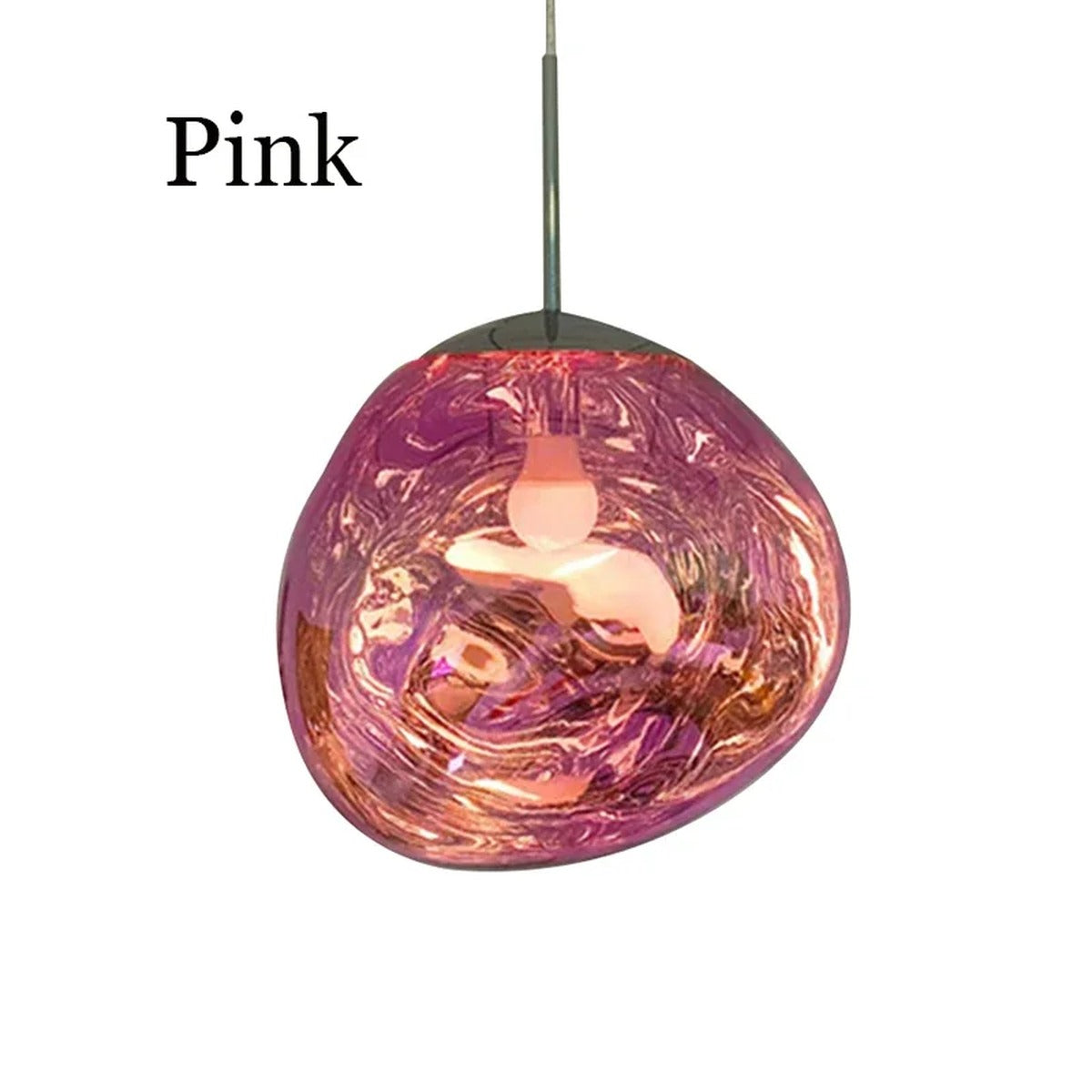 Organic Molten-Form Mirror Pendant Light – Sarvix – Pink Finish