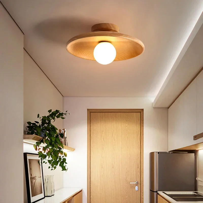 Darox ceiling light in Wood finish, kitchen entry