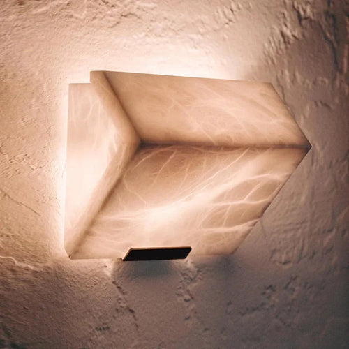 Alabaster Chevron Wall Sconce – Aelvion – Hero Shot