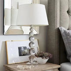 Galvorn stacked crystal ball column table lamp fabric shade