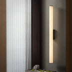 Enox marble wall sconce, black finish, hallway lifestyle