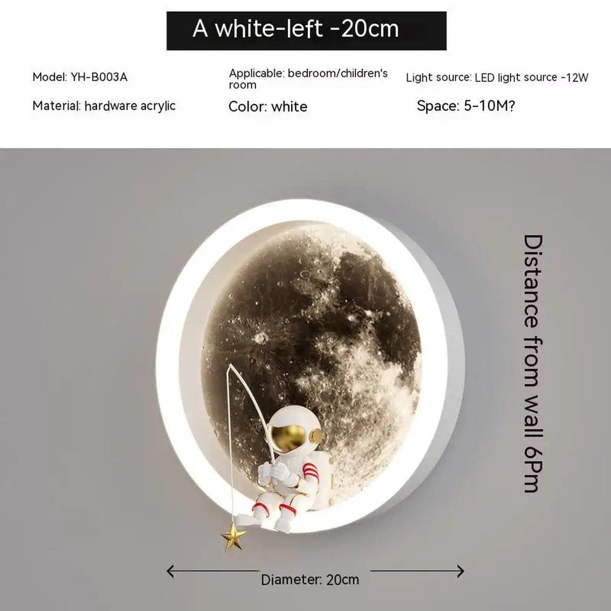 Moon Astronaut LED Circle Wall Sconce – Celrix – Product Detail 9