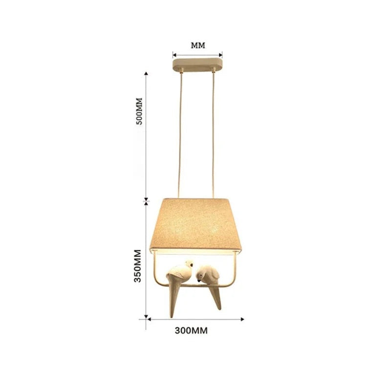 Nordic Resin Bird Pendant Light Laelorix – 2 Birds Dimensions