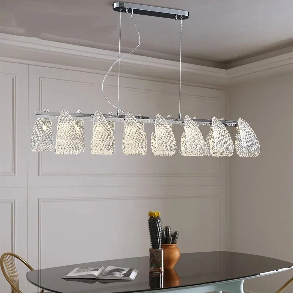 Chrome Mesh Ribbon Chandelier – Floramont – Lifestyle View 4