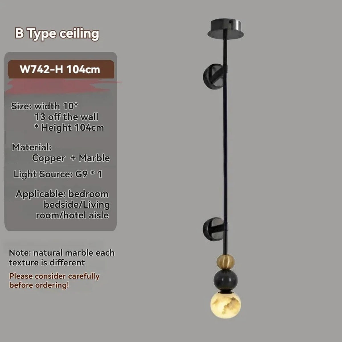 Marble Globe Stacked Ball Wall & Ceiling Light – Nolvex – Product Detail 12