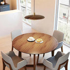 Wood Disc & Brass Wire Cage Pendant Light – Belvora – Lifestyle View 4