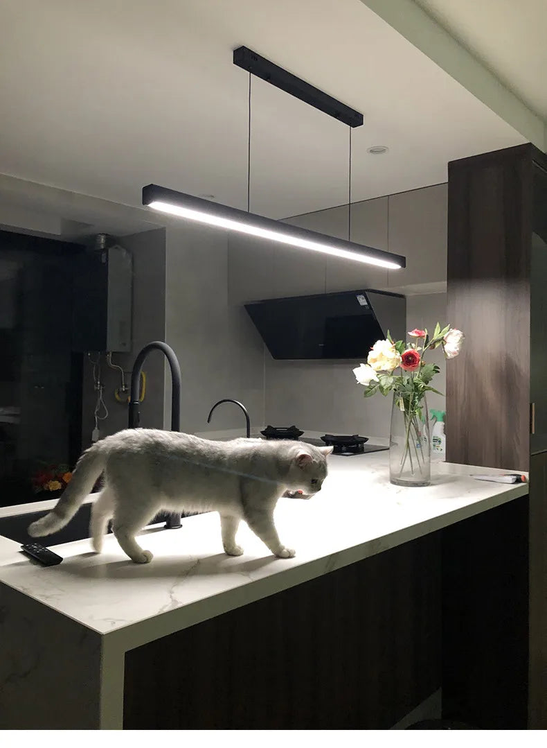 Slim LED Linear Bar Pendant Light – Zenithon – Lifestyle View 5