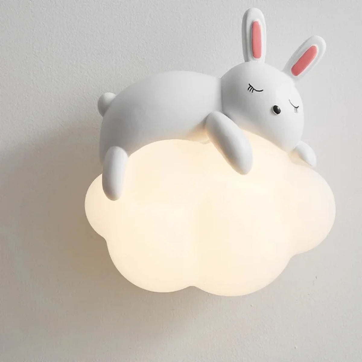 Softholm rabbit on cloud wall sconce - close-up detail