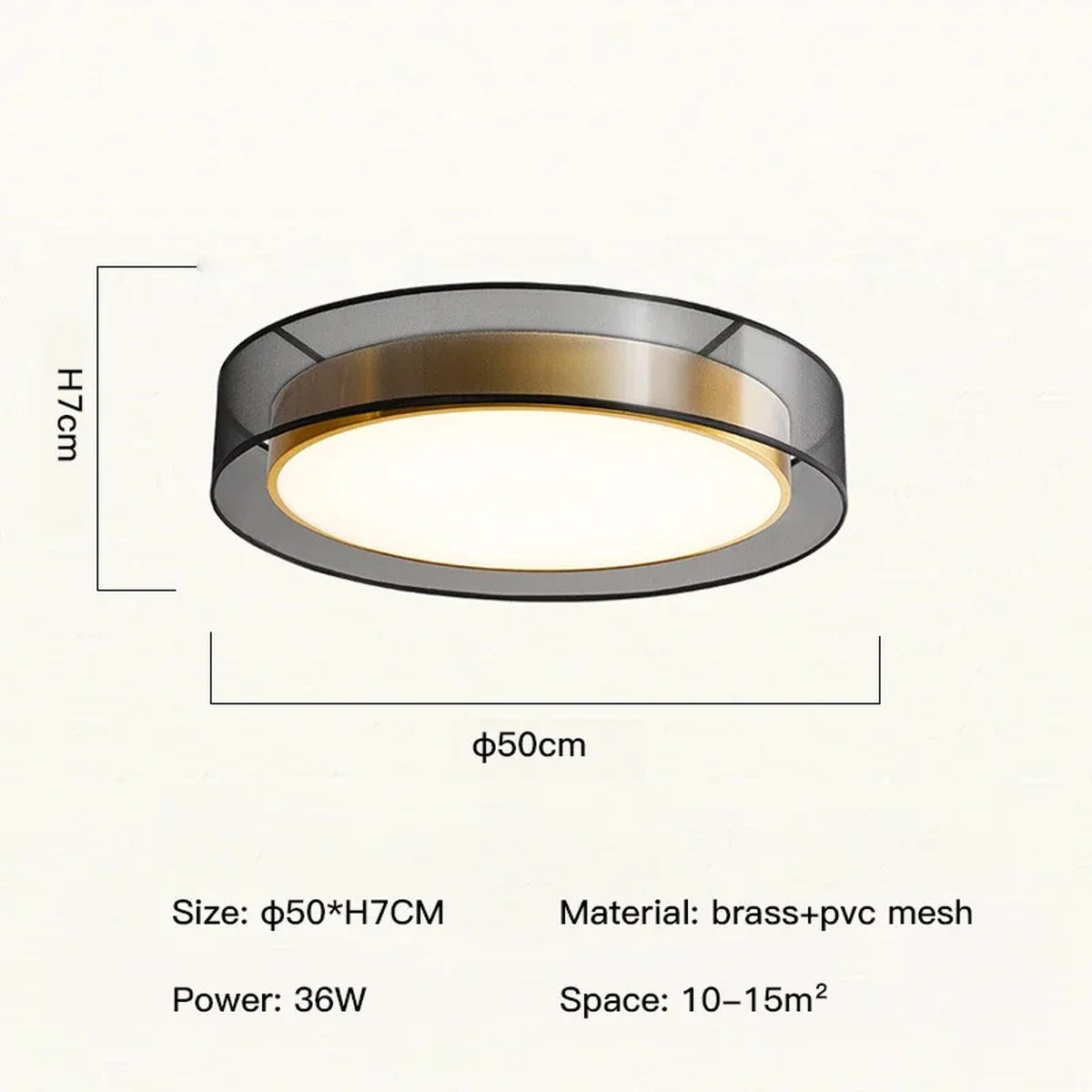 Meridex Round Brass Ring Flush Mount Ceiling Light — Medium 50cm