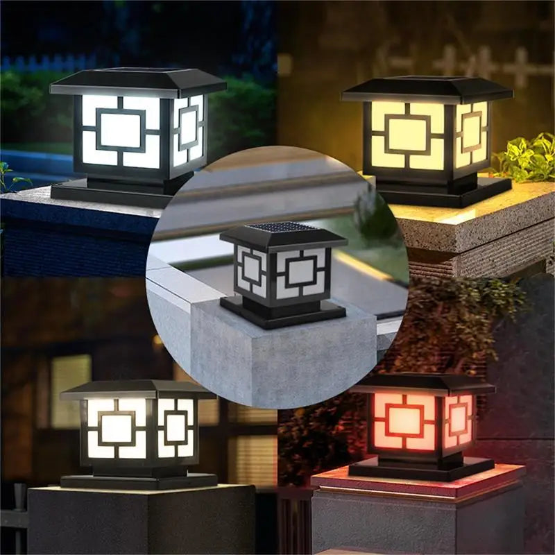 Eonara Mosaic design solar pillar light, switchable light colours