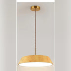 Wood-Grain Dome Pendant Light Oaklyn – Style B, Natural Wood finish