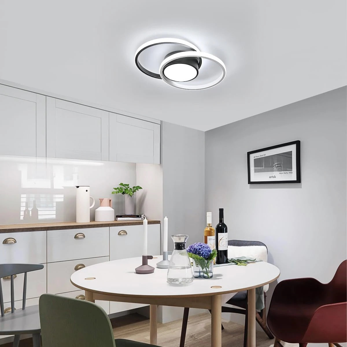 Modern Aluminum Flush Mount Ceiling Light Jorovex – Lifestyle Kitchen View