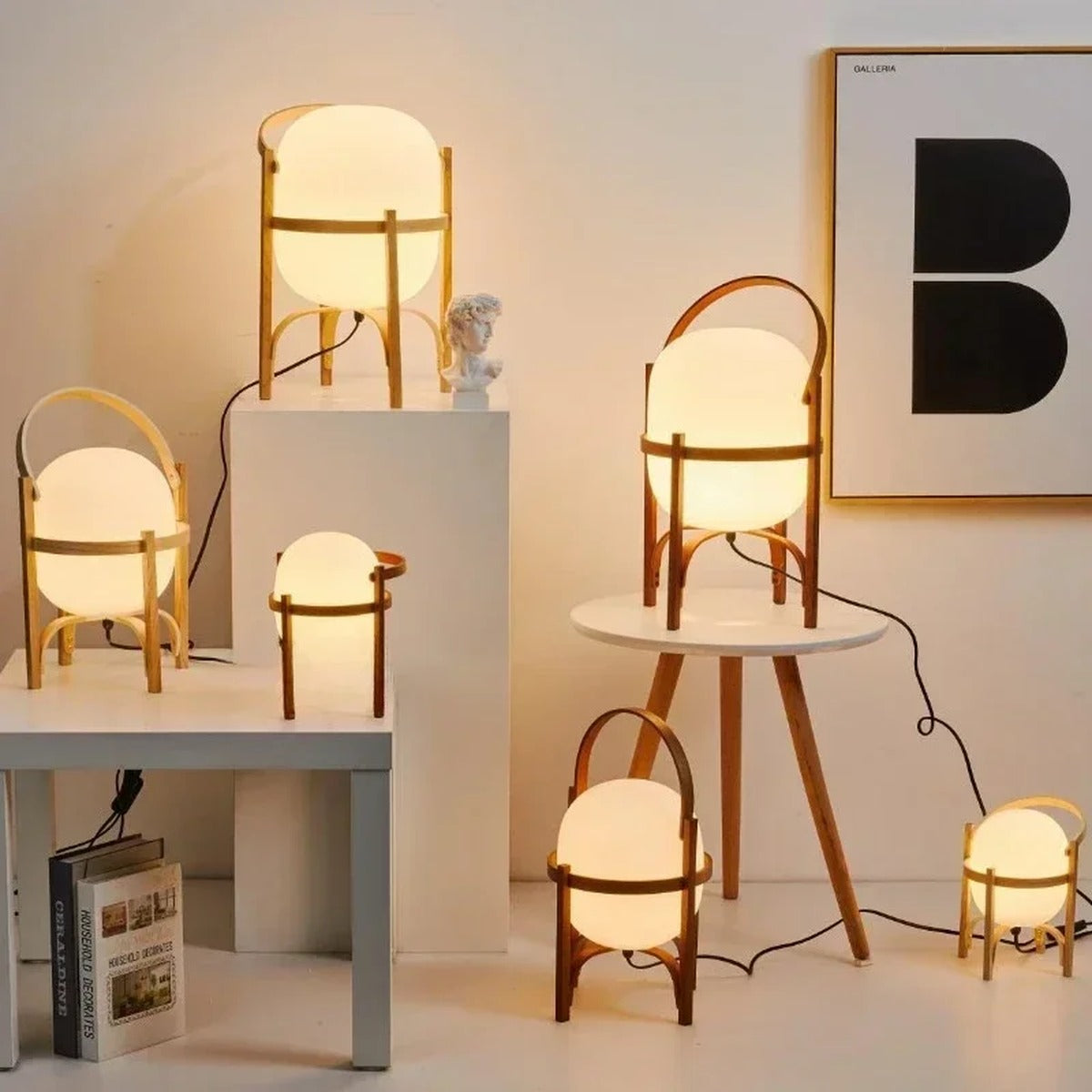Warm Geometric Modern Table Lamp Zenova – Lifestyle View 3