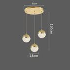 Sand-Textured Crystal Sphere Chandelier Orvenna — 3 Heads Round Canopy, Gold