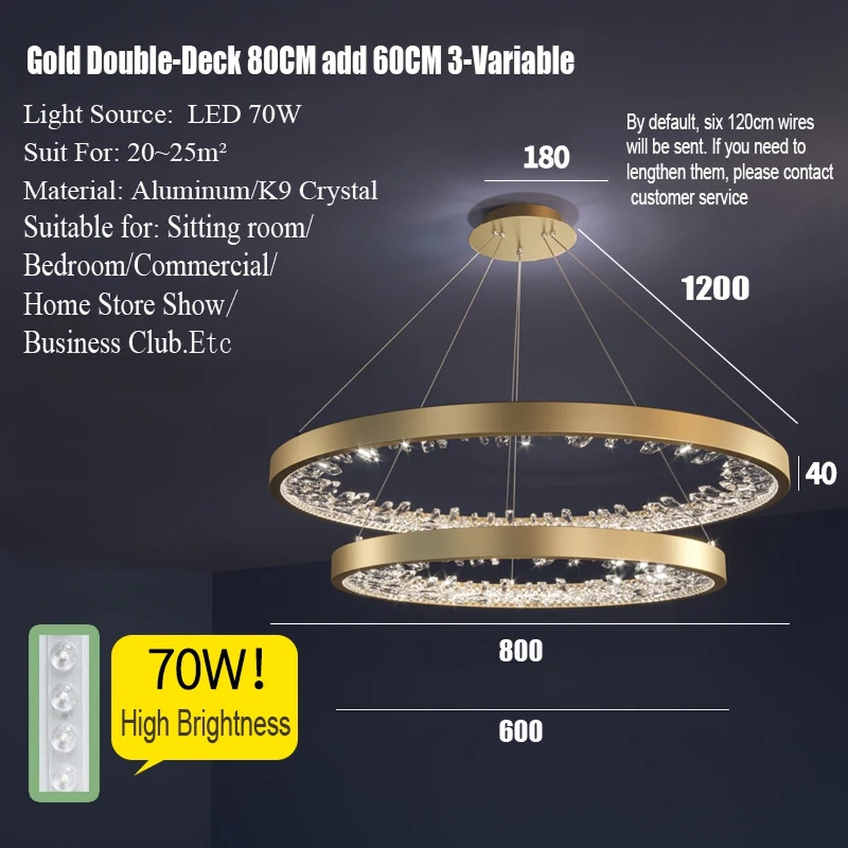 Multi-Ring Crystal Fringe Chandelier – Mevorath – Product Detail 15