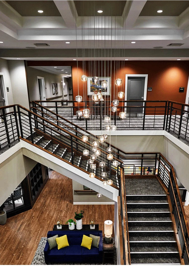 Crystalline Cascade Pendant Light Harvix - Grand Stairwell Installation