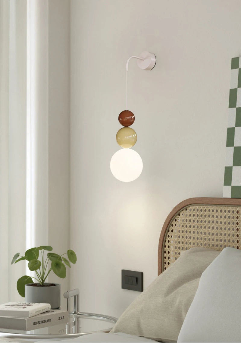 Stacked Sphere Wall Sconce – Karleth – Coffee Beige Lifestyle
