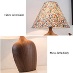Wood-Effect Vase Base Table Lamp – Pausen – Fabric Shade and Metal Base Detail