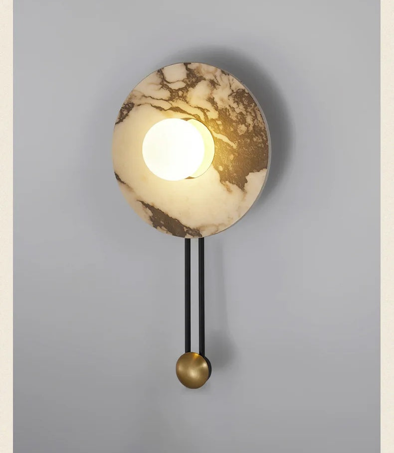 Grey-Veined Marble Disc Pendulum Wall Sconce – Dignaron