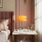 Mid-Century Chrome Stacked Glass Table Lamp Orbidex – Lifestyle View 2