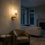 Ribbed Glass Aluminum Wall Sconce Aslon – Lifestyle View 4