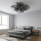 Sculptural Ribbon Petal Ceiling Light Zenaro – Black, Bedroom Lifestyle