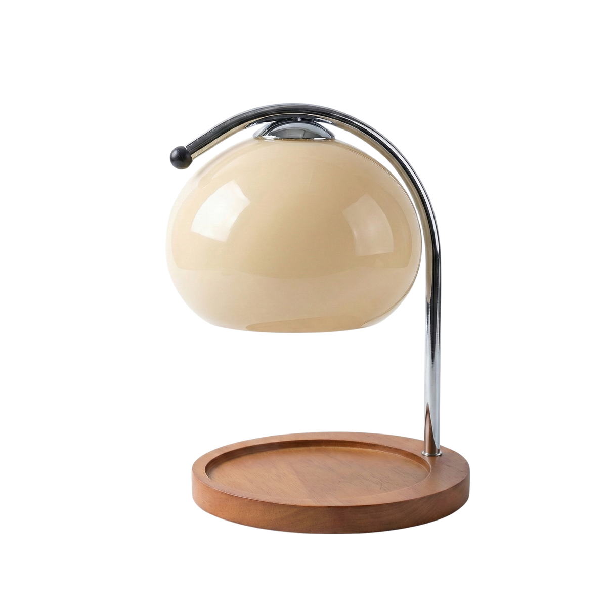 Chrome Arc Candle Warmer Lamp Atmon in Orange, ambient glow lit