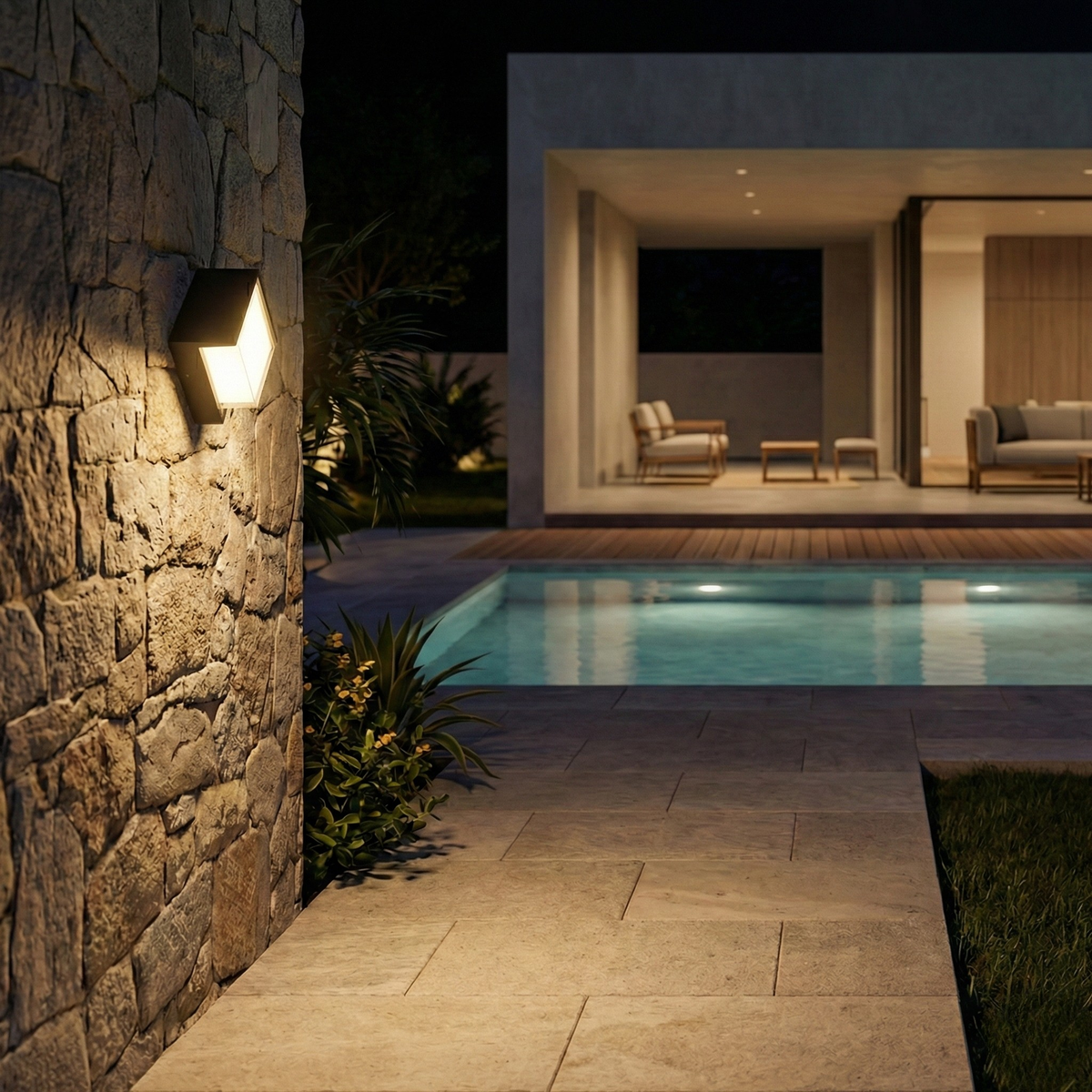 Minimalist LED Square Outdoor Wall Light Lumaire - product isolated view