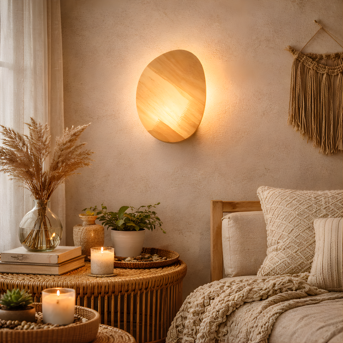 Sculptural Solid Wood Oval Wall Sconce Galion – Product Detail 8