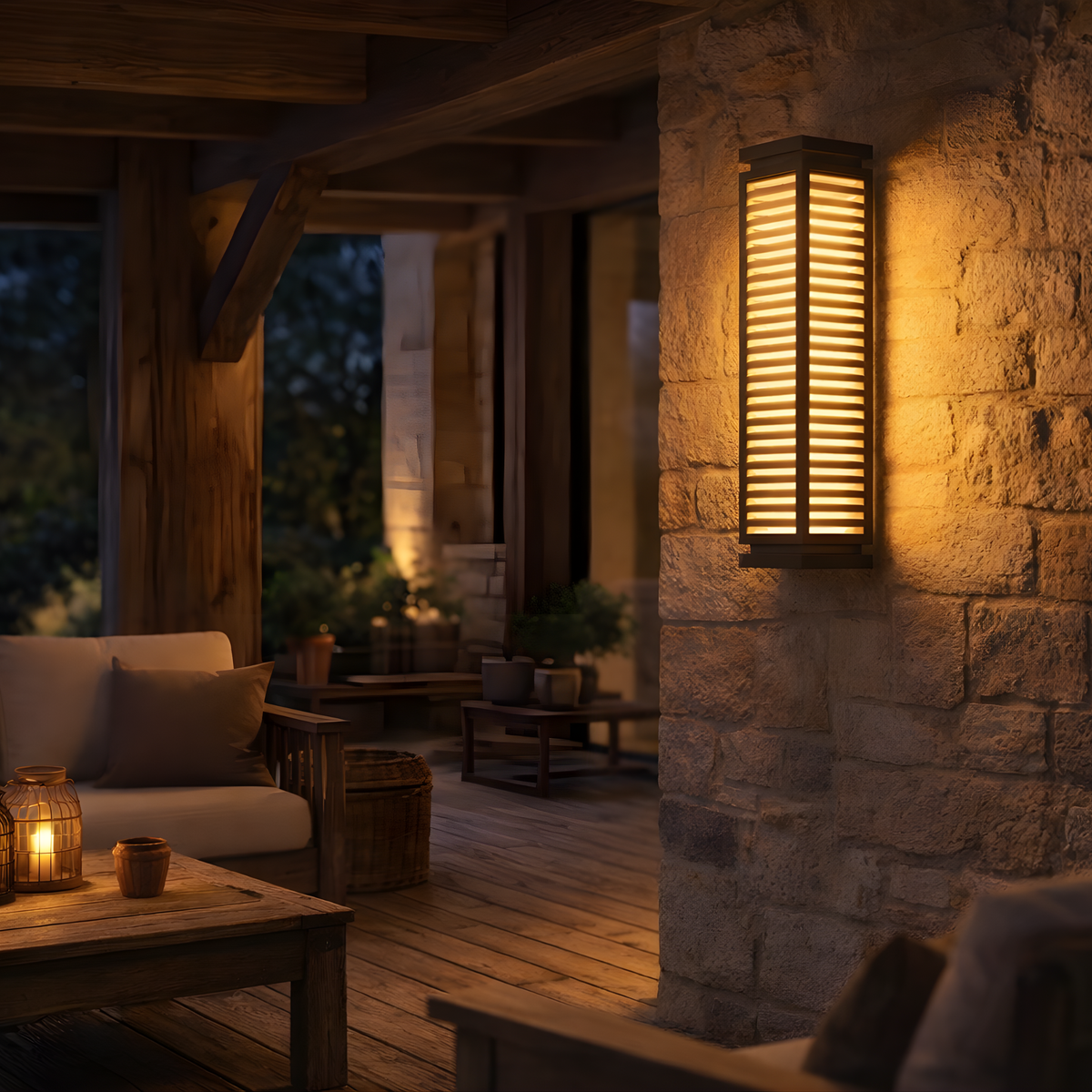 Louvered Aluminium Outdoor Wall Sconce Esox