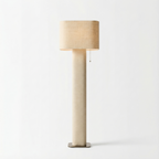 Cream fabric column floor lamp with pull-chain switch