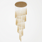 Prismex spiral cascade chandelier in Gold, studio view