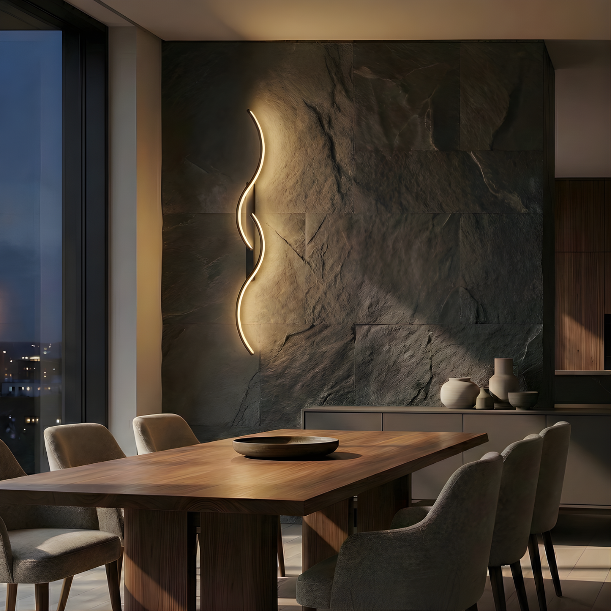 Serpentine Wave Aluminum LED Wall Sconce Aspira – Lifestyle View 2