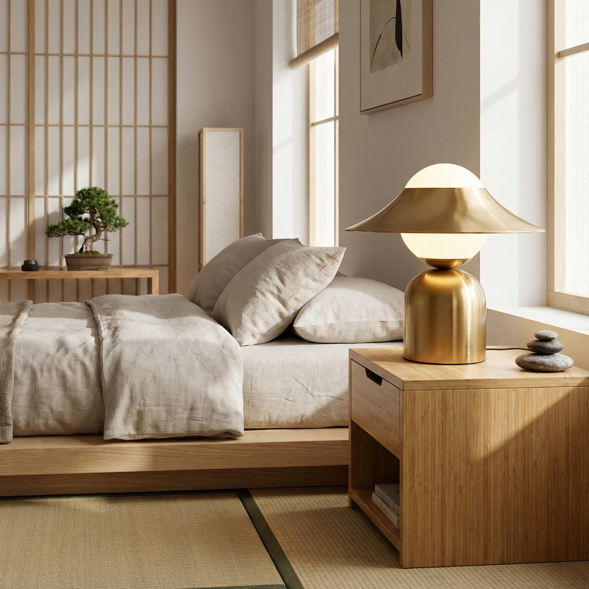 Opaline Glass Dome Bedside Lamp Glowveil – Lifestyle View 2