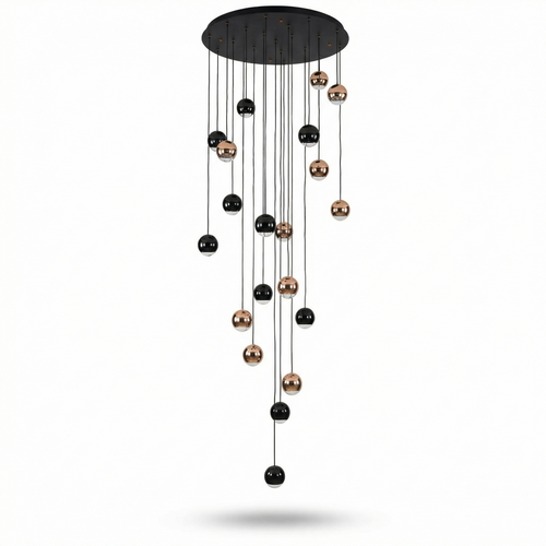 Black & Copper Sphere Cluster Chandelier Radianto