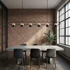 Rotatable-Head Linear Spotlight Bar Chandelier Corvino – Lifestyle over dining table