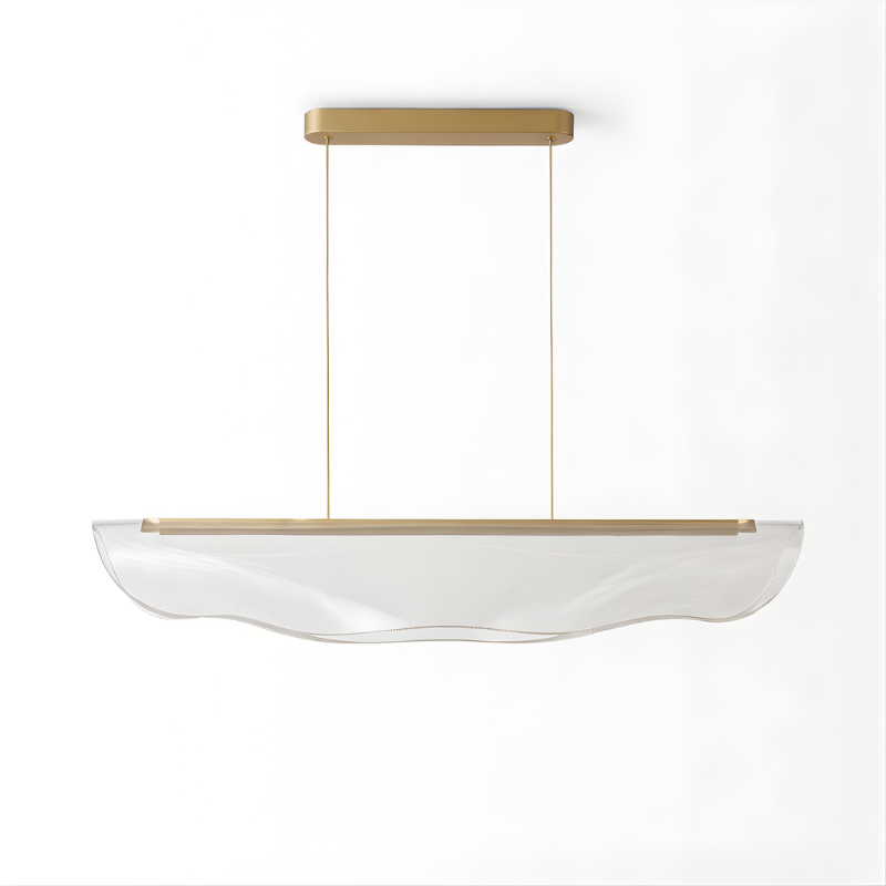 Woven Mesh Wave Pendant Light – Gaion, Brushed Gold finish, studio view