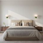 Ribbed Opal Dome Wall Sconce Trivex – Lifestyle, Green Ball, Bedroom